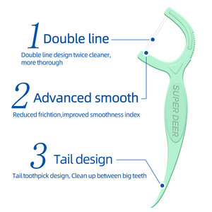 Superdeer Thanh Niên tươi xỉa dính 50 cái/hộp PE nhựa uhmwpe răng Làm sạch chăm sóc răng miệng Nha Khoa xỉa PLA xử lý siêu xỉa - Product Image 2