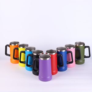 Verre à bière brésilien isotherme à double paroi en acier inoxydable de 24 oz avec poignée, grande capacité, style minimaliste moderne, personnalisable avec LOGO - Product Image 1