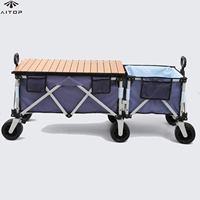 Aitop Chariot de jardin pliable à deux étages Chariot de camping pliable et robuste Chariot de camping portable