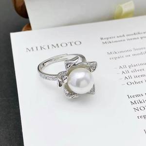 10551DIY <b>Pearl</b> Accessories S925 Silver Ring Empty Stand Fashion Silver Jewelry Stand for Women with 11-13mm Round <b>Loose</b> <b>Pearls</b> - Product Image 5