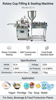 Machine de remplissage et de scellage rotative multi-têtes pour gobelets, remplisseuse volumétrique automatique, scelleuse de gobelets thermoformés pour crème glacée et yaourt