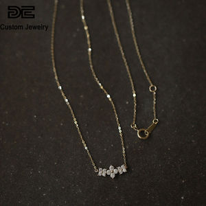 De zarif zarif çiçek tasarım zirkon 925 ayar gümüş Bar zincir kolye kolye & Charm altın kaplama takı kadınlar için - Product Image 3