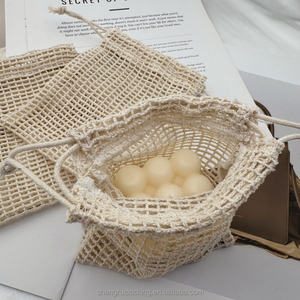 Bolsas de <span class=keywords><strong>malla</strong></span> de algodón reutilizables orgánicas de primera calidad para jabón hecho a mano, bolsas de <span class=keywords><strong>malla</strong></span> lavables con velas para verduras con cordón - Product Image 3