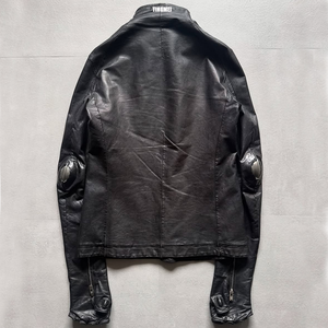 Новое поступление мужская Тонкая Стильная черная винтажная кожаная куртка из натуральной овчины дубленое винтажное черное пальто - Product Image 2