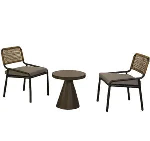 Mobilier d'extérieur de vente en ligne Ensembles de table de jardin Chaise en osier Ensemble de café