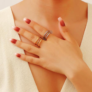 Stainless Steel <b>Ring</b> Geometric Shape Vacuum Plated 18k Gold Women's Fashion Jewelry Gift YR46 - Product Image 1