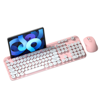 Usine OEM sans fil double Mode 2.4G BT clavier et souris Combo Round Keycap Portable couleur mixte clavier souris ensemble avec U-slot