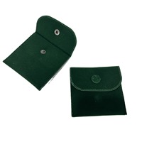 Tas Flanel Berpenutup Lipat Dua Sisi Bahan Fleece Persegi 8*8cm untuk Menyimpan Perhiasan dengan Kancing Tekan untuk Cincin