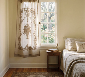 Rideau en lin de luxe, style moderne, fleurs brodées beiges, rideau vintage pour salon, maison, hôtel, resort, café - Product Image 3