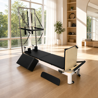 Tour de Pilates Reformer QT en alliage d'aluminium, 6 ressorts réglables, pour usage commercial en studio, garantie 3 ans, coffret en bois