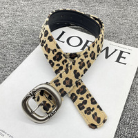 Sabuk Kulit PU Gaya Punk Motif Leopard WELLWIN untuk Wanita, Desainer Y2K, Gesper Logam Cantik, Lebar 35mm, Harga Grosir Murah