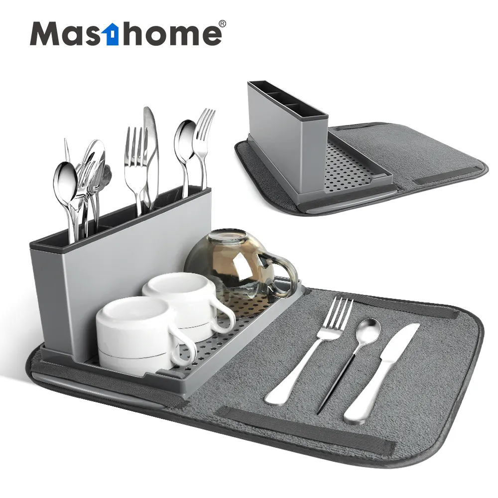 Masthome newly multifunctional microfiber Dish Drying Rack Mat foldable Kitchen Dish rack Mat