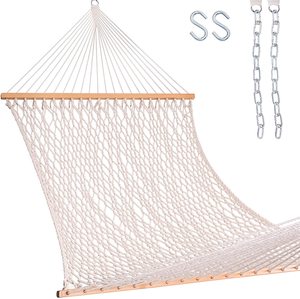 Hamaca Doble <span class=keywords><strong>de</strong></span> Malla Tejida a Mano <span class=keywords><strong>para</strong></span> Jardín Danlong, Hamaca Colgante <span class=keywords><strong>de</strong></span> Cuerda <span class=keywords><strong>de</strong></span> Algodón con Barra <span class=keywords><strong>de</strong></span> <span class=keywords><strong>Madera</strong></span> - Product Image 1