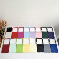 Étui portefeuille PC effet peau couleur macaron 2025 pour Z Flip 7/6/5/4 – Housse de protection étanche et antichoc mignonne