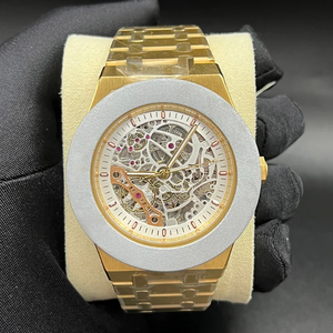 Reloj automático de lujo con caja de acero inoxidable dorado para hombre, cronógrafo de 41mm, logotipo personalizado, reloj mecánico resistente al agua - Product Image 6