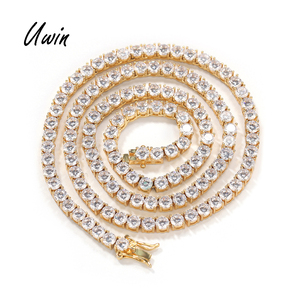 Collana Tennis a 1 Fila Stile Hiphop con Zirconi Cubici Iced Out da 3mm 4mm 5mm Placcata Oro 18K, Collana Bling da Rapper - Product Image 1