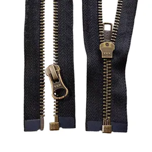 Vente en gros de fermetures éclair de haute qualité pour pantalons Ykk Verrouillage automatique Silver Gold Open End #5 Custom Ykk Metal Zips pour vestes