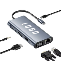 Base de Expansión OEM de Última Generación, Hub USB 3.0 11 en 1, PD 100mbps, Ethernet, VGA, AUX, USB Tipo C, para Estación de Acoplamiento para Portátiles MacBook
