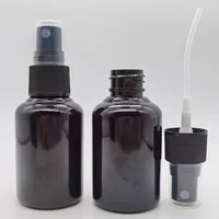 Botella rociadora de plástico para mascotas, botella cilíndrica de 50ml, redonda, gruesa, negra brillante, con cabezal de pulverización fina negra