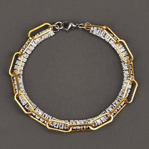 Pulseras de circonita cúbica con incrustaciones, cadena de eslabones, dijes, accesorios de joyería con chapado en oro PVD - Product Image 1