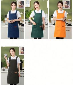 Tablier imperméable avec bretelles réglables et grandes poches, en toile de coton, pour la cuisine, tablier de chef - Product Image 3