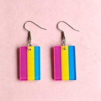 Rechthoekige acryloorbellen Regenboog LGBT Gay Pride Geometrisch Eenvoudig Veelkleurig Lente- en zomermode Trendy feestcadeau