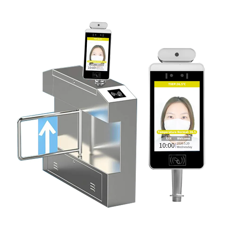7 Inch Multi Functie Android Kiosk Met Biometrische Board Werknemer Facial Ai Gezichtsherkenning Detectie Thermische Beeldvorming