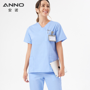 男女兼用ANNO半袖ナーススクラブシャツ医療用ジョガーユニフォーム男性と女性用卸売り織り生地 - Product Image 3