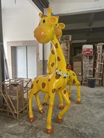 Nouveau Animal Pop Art Sculpture Aire De Jeux Extérieure Jardin Décoration En Fiber De Verre Peint Girafe Statue Artisanat Artificiel À Vendre