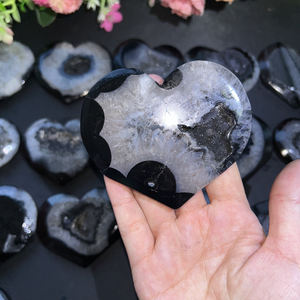 Хит продаж, Кристалл, черное сердце сардоникса, духовный камень, кварцевый Целительный Агат, плоский Друза, сердце для медитации, подарки - Product Image 2