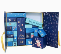 Boîtes cadeaux de Noël en carton personnalisées de luxe, 24 boîtes mystérieuses avec calendrier de l'avent, design portable et imperméable, doublure en éponge