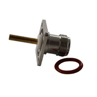 Connecteur coaxial RF N femelle étanche IP68 en laiton à bride carrée de 25,4 mm, isolateur apparent de 2 mm, broche de 20 mm, 50 Ohm