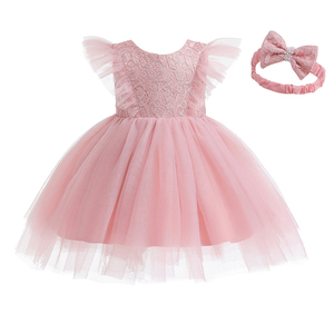 Abbigliamento per Bambine, Vendita all'Ingrosso, Vestito da Cerimonia per Neonata e Bambina di Un Anno, Abito da Comunione con Fiori 7693 - Product Image 1