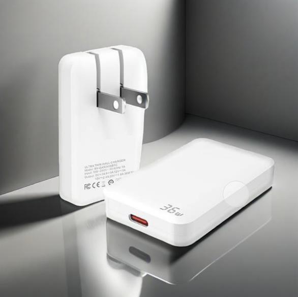 Ultra-Thin 36W USB Type C Fast Charger Smart Notebook PD Adapter US EU Foldable Flat Slim GaN Wall Charger