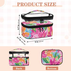 Large Capacity Custom Cosmetic <b>Case</b> Medium Size Zipper Closure Multi-Function Soft Handle Travel <b>Makeup</b> Bag for Women - Product Image 3