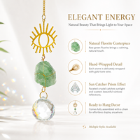 Pierre brute de fluorite verte naturelle, attrape-soleil œil porte-bonheur, ornement suspendu, décoration de fenêtre en cristal, cadeau