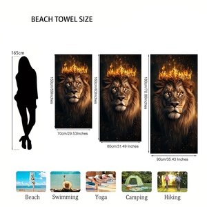 Oferta Especial: Toalla de <span class=keywords><strong>Playa</strong></span> Absorbente para Vacaciones en la Costa, Toalla de Baño de Secado Rápido con Estampado del Rey <span class=keywords><strong>León</strong></span>, Personalizable - Product Image 5