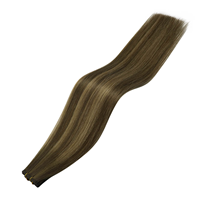 Cheveux bruts cuticule alignée Cheveux humains vierges Trame plate Extension de cheveux pour salon Invisible mince trame en PU brun le plus foncé Body Wave