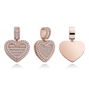 Nouveau 57mm x 40mm Hip Hop Iced Out DIY Cadre <span class=keywords><strong>Photo</strong></span> CZ Pendentif <span class=keywords><strong>Personnalisé</strong></span> Image Coeur <span class=keywords><strong>Photo</strong></span> Médaillon Hiphop Pendentif Collier Chaîne De Tennis - Product Image 6