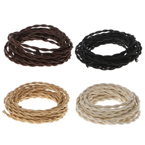 Accessoires d'éclairage pour lampe décorative Edison, câble textile torsadé à 2 conducteurs, cordon tressé en <span class=keywords><strong>tissu</strong></span> <span class=keywords><strong>noir</strong></span>, fils électriques solides - Product Image 1