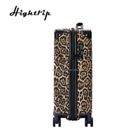 Valise à roulettes de 20 pouces avec serrure TSA, imprimé léopard, coque rigide en ABS, revêtement en cuir PU, légère et imperméable pour les voyages