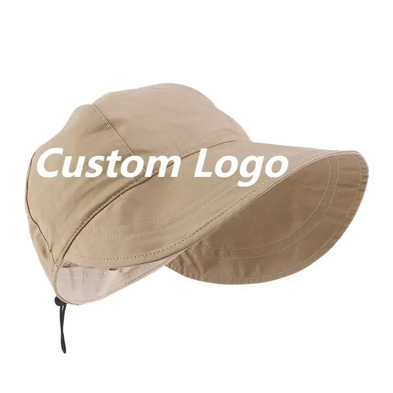 Sombreros de pescador unisex con logotipo personalizado al por mayor con sombrilla de ala grande gorras de pescador de poliéster de uso diario