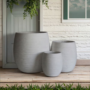 Juego de macetas de <span class=keywords><strong>barro</strong></span> de magnesio de tres piezas para interior/exterior duradero, decoración de plantas verdes minimalistas clásicas para el hogar y el jardín - Product Image 2