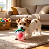 Aardbei piepend hondenspeeltje, transparant TPR zacht bijtbestendig kauwspeeltje, interactief huisdierspeeltje in fruitvorm voor kleine en middelgrote honden