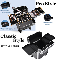 Valise de Maquillage Professionnelle à Roulettes avec Plateaux, Mallette de Voyage pour Maquillage, Organisateur en Aluminium, Vanity Trolley Bagage