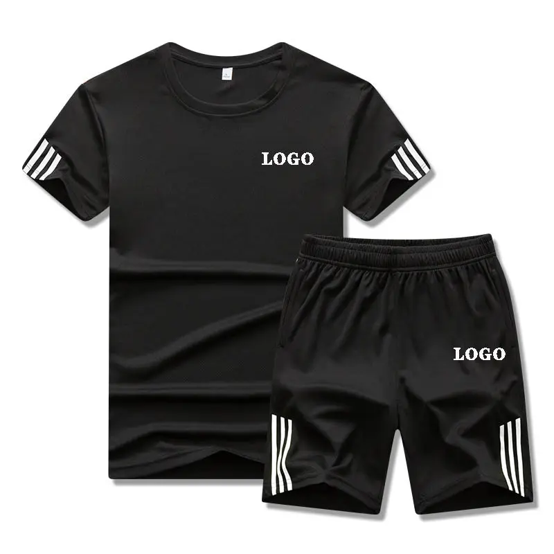Combinaison de sport d'été avec logo personnalisé pour homme, short à manches courtes, ample et respirant, tenue décontractée pour la course à pieds, le basket-ball