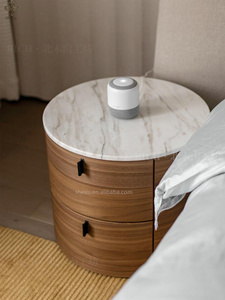 Shexu Modern Luxury Bedroom Furniture 2 Drawers Wood <strong>Round</strong> Nightstand <strong>Bedside</strong> <strong>Table</strong> - Product Image 6