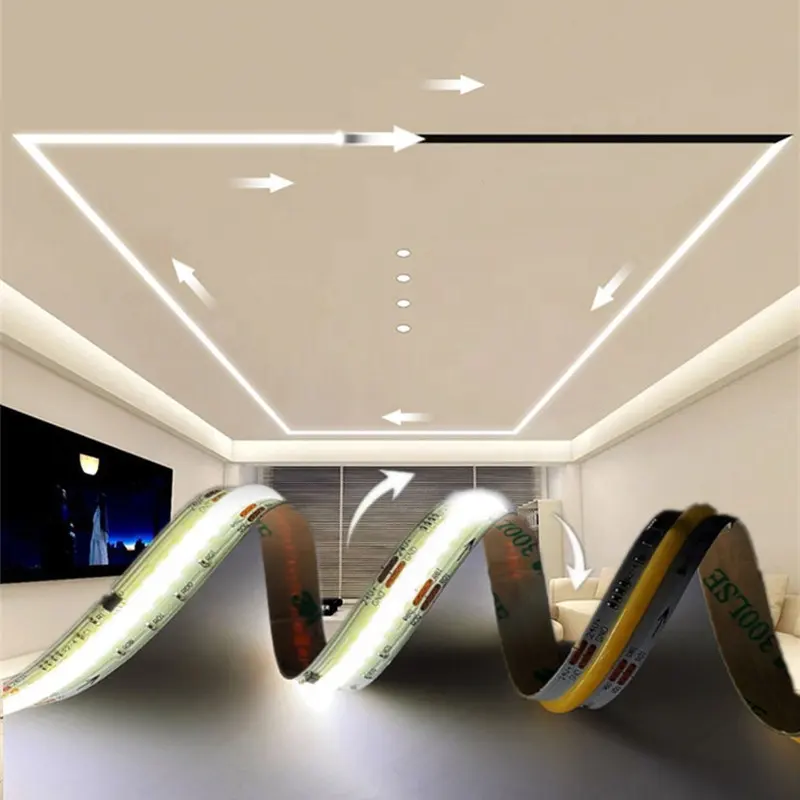 Smart Vloeiende Led Cob Running Water Led Strip 24V 420led Wit 4000K 6500K Rgbic Strip Licht Cob running Led Strip Licht