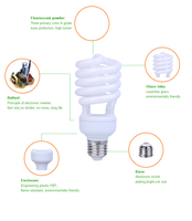 Lampu Hemat Energi CFL Setengah Spiral 120V E26 20W 24W 26W Bersertifikat FCC CETL ETL