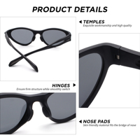 Lunettes de soleil noires tendance avec protection UV400 pour femmes, design de luxe avec branches ajourées uniques pour activités de plein air